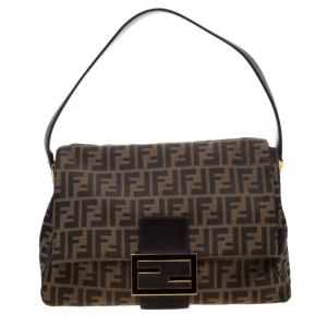Pre Owned Fendi Tobacco Zucca Canvas and Leather Big Mama Forever Shoulder Bag