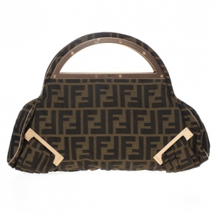 Pre Owned Fendi Zucca Canvas Borsa Smile Clutch