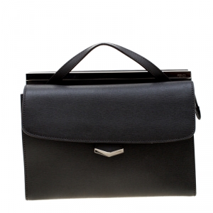 Pre Owned Fendi Grey Textured Leather Small Demi Jour Top Handle Bag