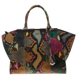 Pre Owned Fendi Multicolor Python Leather 3Jours Small Tote