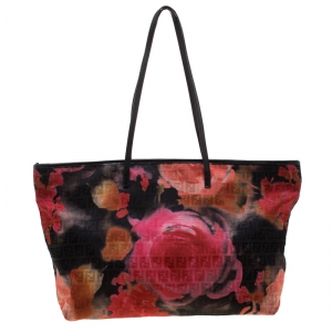 Pre Owned Fendi Floral Printed Zucchino Nylon Roll Tote