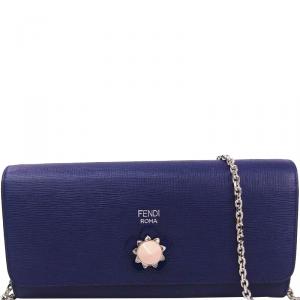 Pre Owned Fendi Purple Leather WOC Clutch Bag