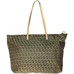 Pre Owned Fendi Beige/Brown Zucchino Canvas Shopping Tote