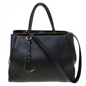 Pre Owned Fendi Black Leather Medium 2jours Tote