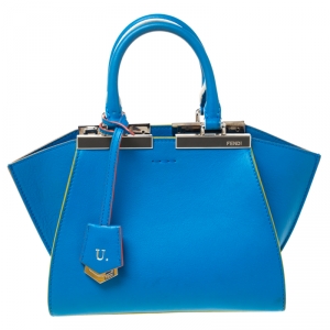 Pre Owned Fendi Blue Leather Mini 3Jours Tote