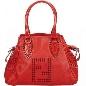 Pre Owned Fendi Red Leather Etniko Satchel