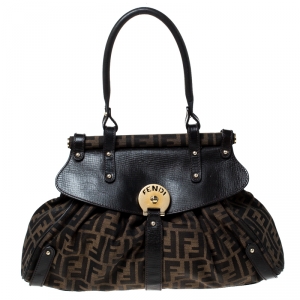 Pre Owned Fendi Tobacco Zucca Canvas and Leather Magic Shoulder Bag