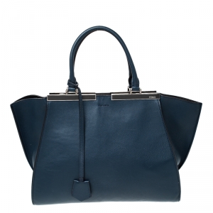 Pre Owned Fendi Blue Leather 3 Jours Tote