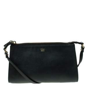 Pre Owned Fendi Black Leather Crossbody Bag