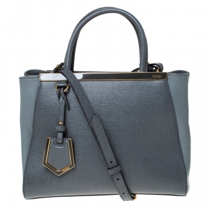 Pre Owned Fendi Grey Leather Mini 2Jours Tote