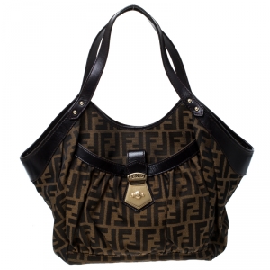 Pre Owned  Fendi Zucca Canvas and Leather Borsa Chef Tote