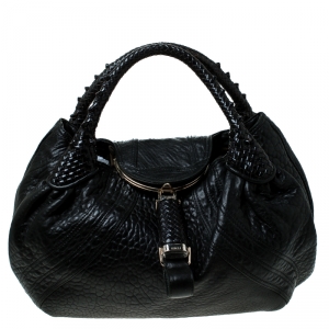 Pre Owned Fendi Black Nappa Leather Spy Bag