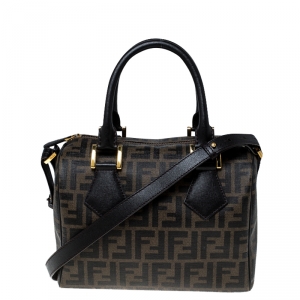 Fendi Tobacco Zucca Coated Canvas Small Boston Bag