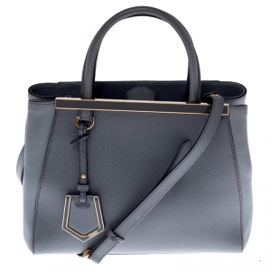 Pre Owned Fendi Grey Leather Mini 2Jours Tote