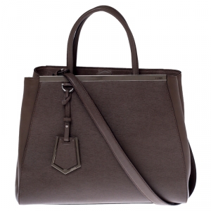 Pre Owned Fendi Light Brown Leather Medium 2Jours Tote