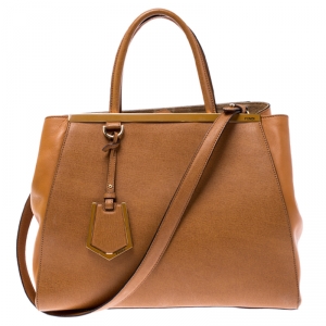 Pre Owned Fendi Tan Leather Medium 2Jours Tote