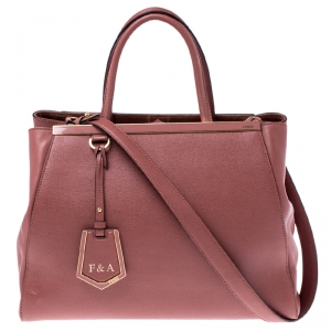 Pre Owned Fendi Old Rose Leather Medium 2jours Tote