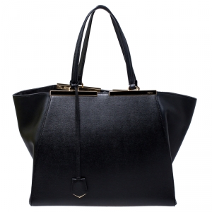 Pre Owned Fendi Black Leather Large 3Jours Tote