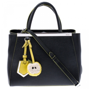 Pre Owned Fendi Black/Green Leather Mini 2Jours Tote 