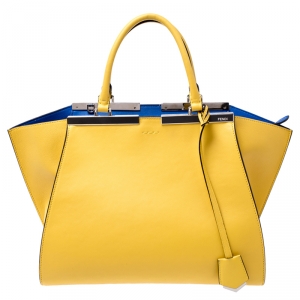 Pre Owned Fendi Yellow Leather Small 3Jours Tote