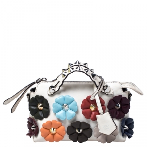 Pre Owned Fendi Multicolor Leather By The Way Studded Flower Crossbody Bag            