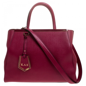 Pre Owned Fendi Burgundy Leather Medium 2Jours Tote 