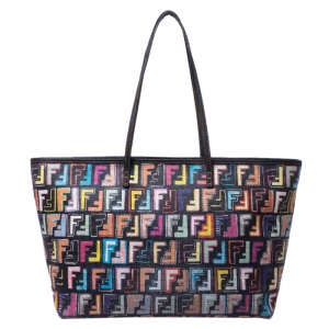 Pre Owned Fendi Multicolor Zucca Coated Canvas Large Roll Tote