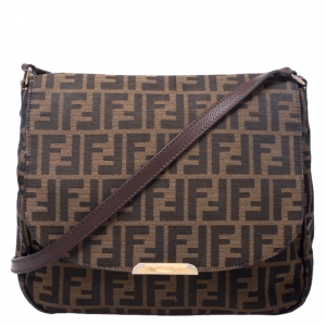 Pre Owned Fendi Tobacco Zucca Canvas and Leather Crossbody Bag