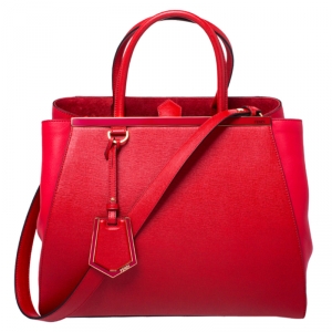 Pre Owned Fendi Red Saffiano Leather 2Jours Tote