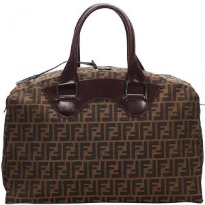 Pre Owned Fendi Black/Brown Zucca Canvas Travel Bag