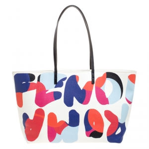 Pre Owned Fendi White Roma Print Coated Canvas Large Roll Tote