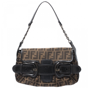 Pre Owned Fendi Tobacco Zucca Canvas B Bis Shoulder Bag 