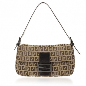 Fendi Brown Zucchino Monogram Baguette