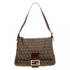 Pre Owned Fendi Tobacco Zucca Canvas Big Mama Forever Shoulder Bag