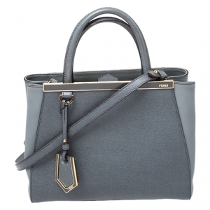 Pre Owned Fendi Grey Leather Mini 2Jours Tote