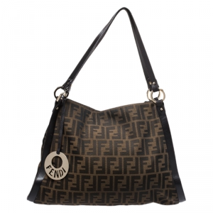 Pre Owned Fendi Tobacco Zucca Canvas and Leather Tote