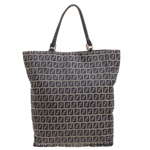 Pre Owned Fendi Blue/Beige Zucchino Canvas Tote