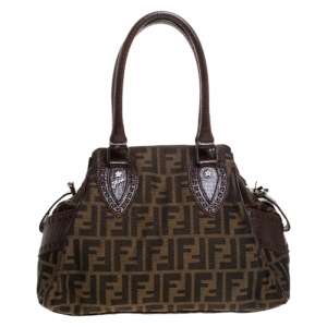 Pre Owned Fendi Brown Canvas Small Zucca Chef De Jour Bag
