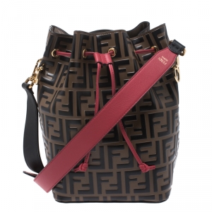 Pre Owned Fendi Tricolor Zucca Mon Tresor Grande Bucket Bag