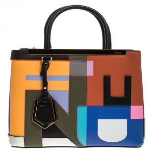 Pre Owned Fendi Multicolor Leather Mini Abstract 2Jours Tote