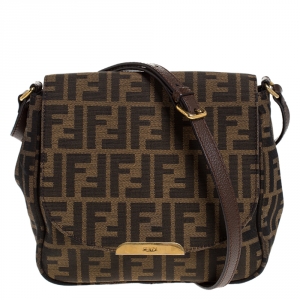 Pre Owned Fendi Tobacco Zucca Canvas Crossbody Bag