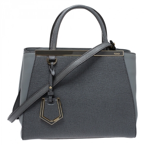 Pre Owned Fendi Grey Leather Mini 2Jours Tote