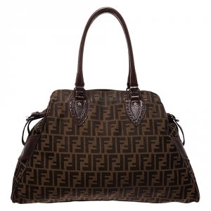 Pre Owned Fendi Tobacco Zucca Canvas Large De Jour Bag
