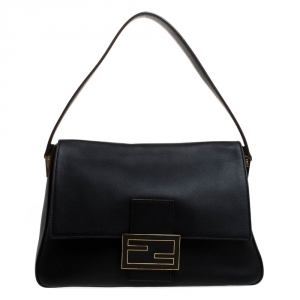 Pre Owned Fendi Black Leather Mama Forever Shoulder Bag