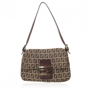 Fendi Zucchino Monogram Mini Baguette Bag