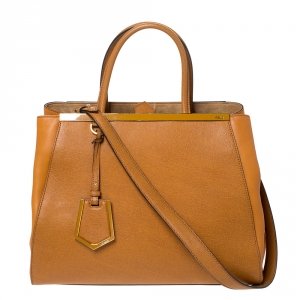 Pre Owned Fendi Tan Leather Medium 2Jours Tote 