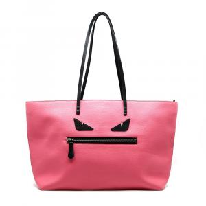 Pre Owned Fendi Pink Leather Roll Monster Tote