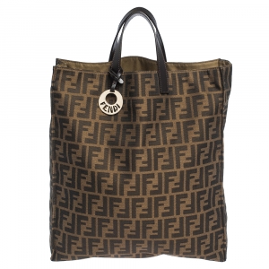 Pre Owned Fendi Tobacco Zucca Canvas Tote