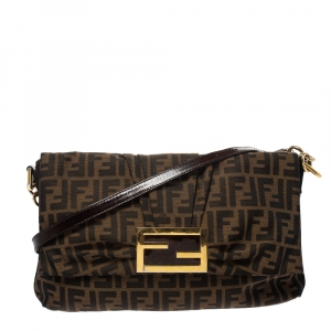 Pre Owned Fendi Tobacco Zucca Canvas Mia Shoulder Bag