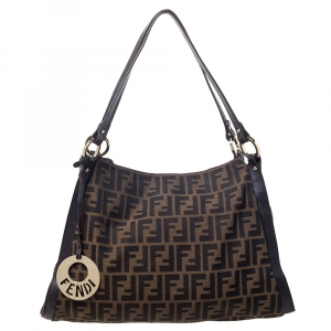 Pre Owned Fendi Tobacco Zucca Canvas and Leather Chef Tote